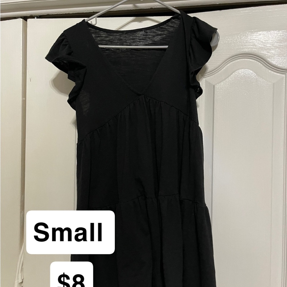 Black Ruffle Sleeve Dress - Small